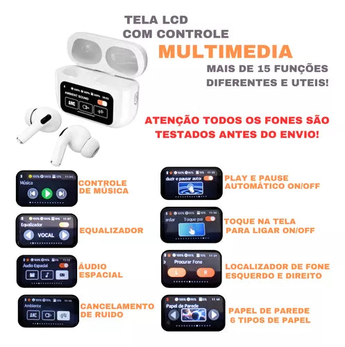 Auriculares inalámbricos A9 Pro con pantalla táctil y cancelación de ruido 