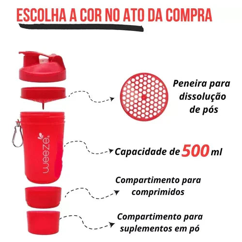 Batidora con compartimento para suplementos Fit Whey 500 ml 