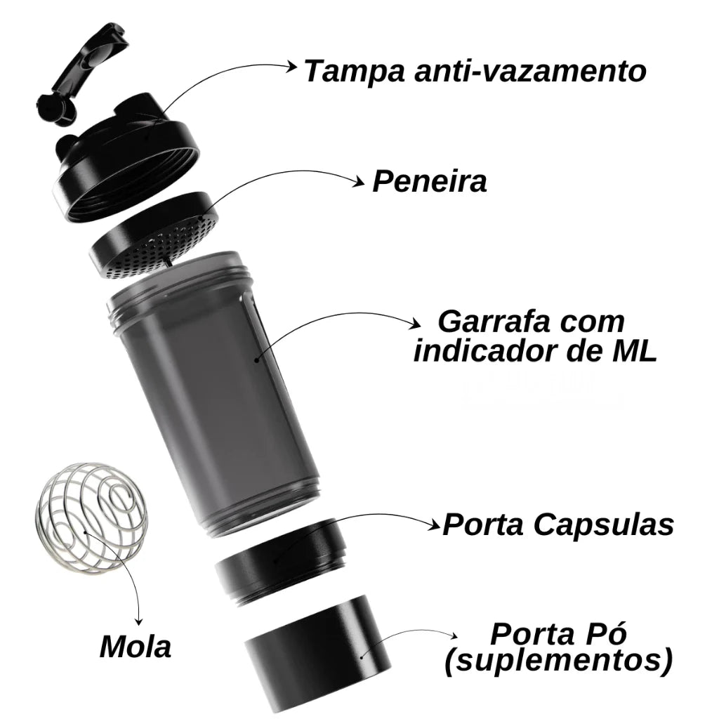 Batidora con compartimento para suplementos Fit Whey 500 ml 