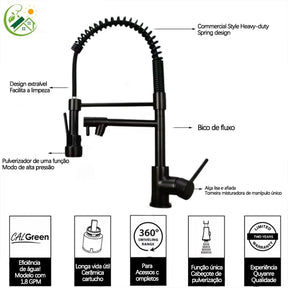 Grifo de cocina monomando gourmet con rociador extensor