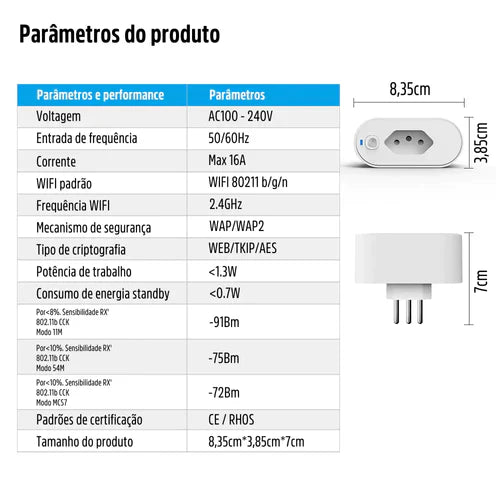 Enchufe inteligente Wi-Fi de 16 A que se enciende y apaga mediante la aplicación compatible con Alexa y Google Assistant 
