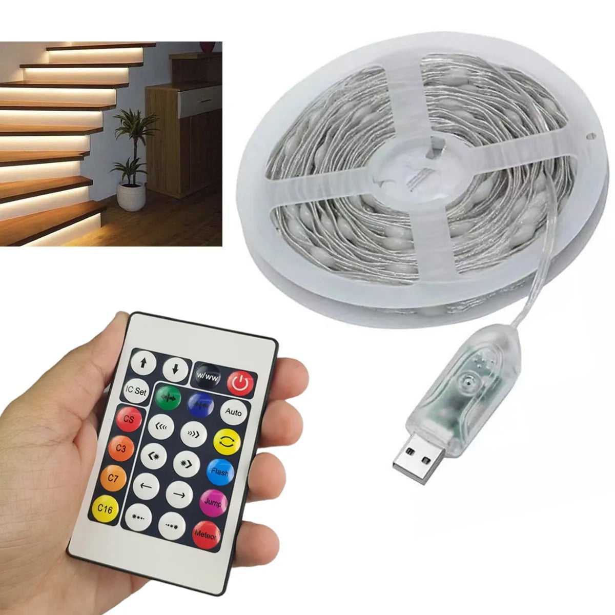 Guirnalda de luces LED navideñas RGB - Control remoto IP68 - Aplicación para Android e iOS 