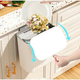 Cubo de basura colgante de 9 litros con tapa y soporte: ideal para cocina y baño. 