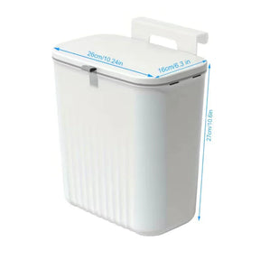 Cubo de basura colgante de 9 litros con tapa y soporte: ideal para cocina y baño. 