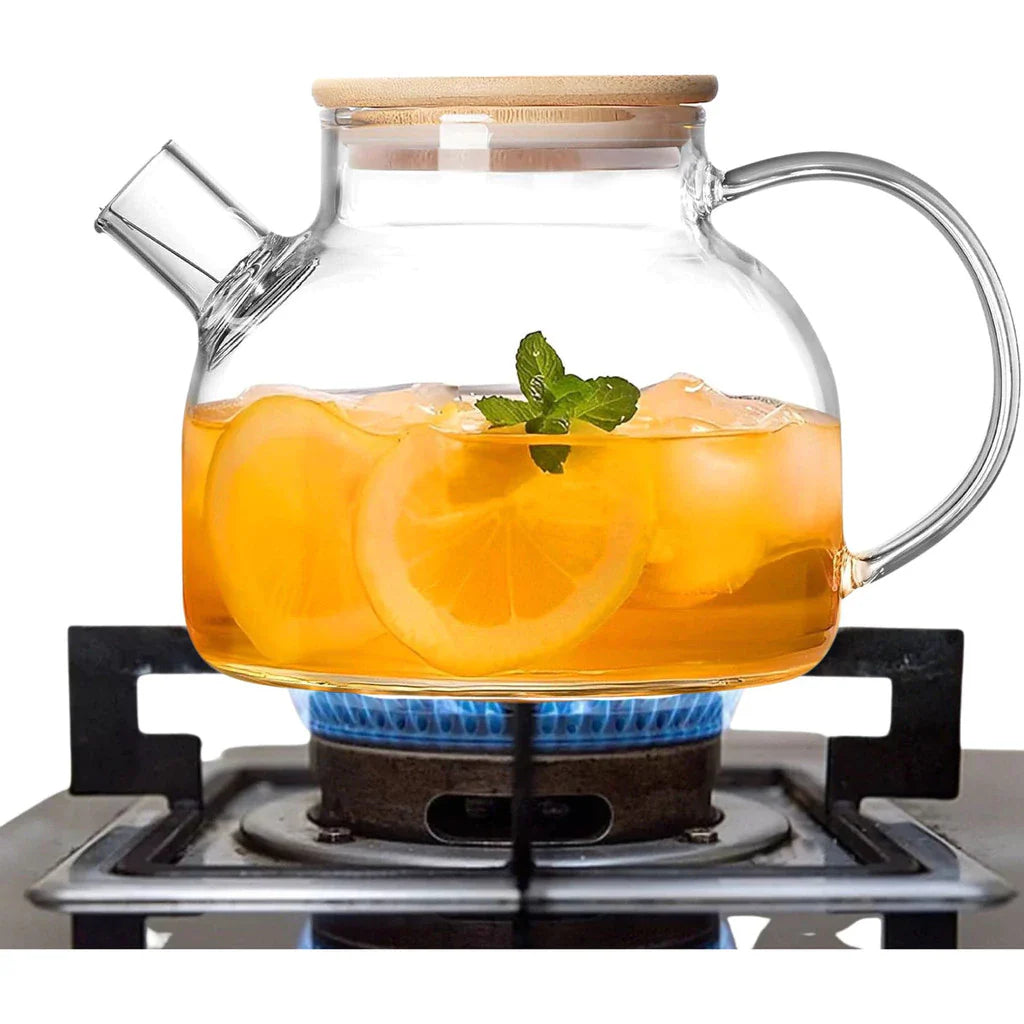 Hervidor de vidrio resistente al fuego de 1 l con infusor de acero inoxidable