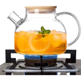 Hervidor de vidrio resistente al fuego de 1 l con infusor de acero inoxidable