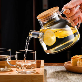 Hervidor de vidrio resistente al fuego de 1 l con infusor de acero inoxidable