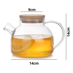 Hervidor de vidrio resistente al fuego de 1 l con infusor de acero inoxidable