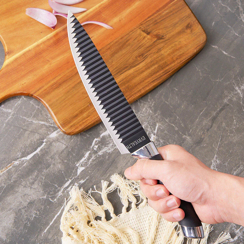 Juego de 6 cuchillos profesionales antiadherentes para cocina y barbacoa