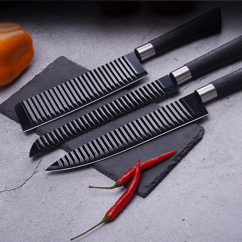 Juego de 6 cuchillos profesionales antiadherentes para cocina y barbacoa